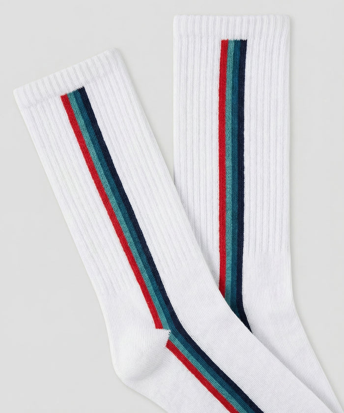 Sport Socks w. Side Lines: White