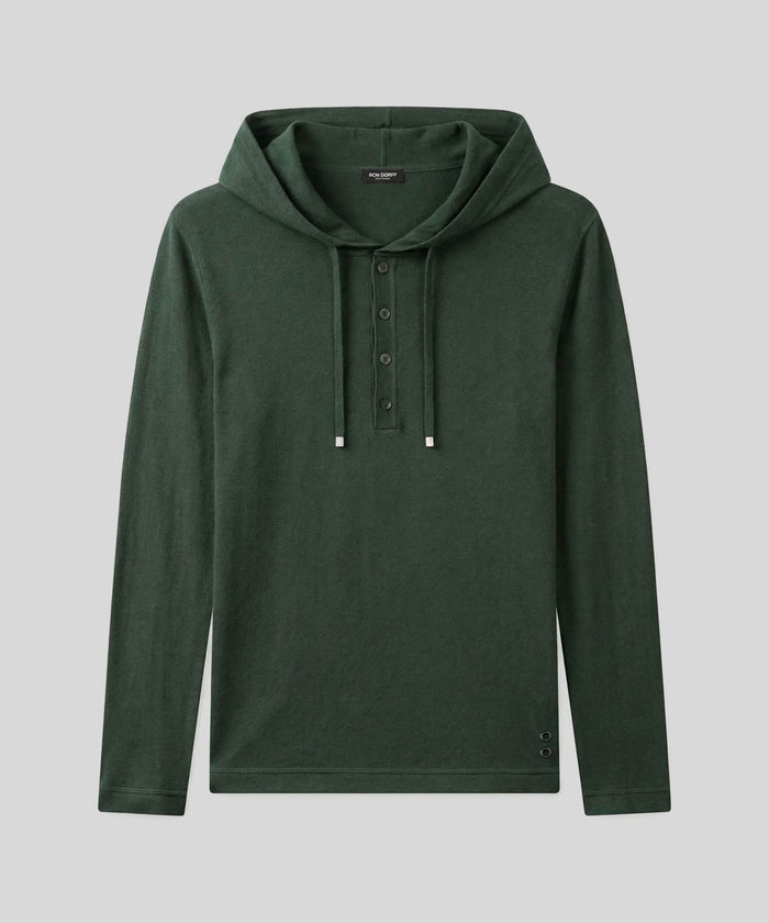Light Cotton-Silk Hoodie: Court Green