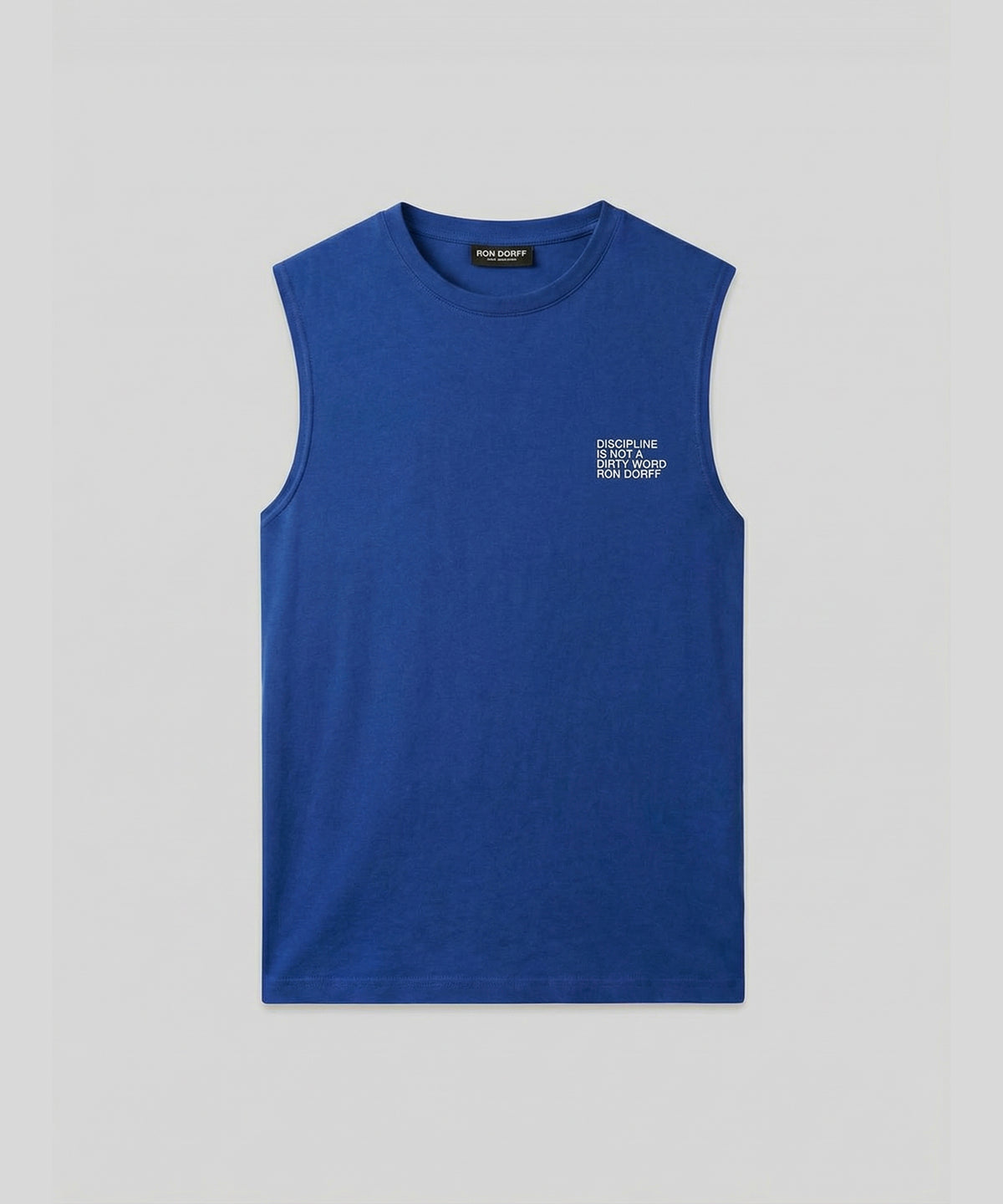 Organic Cotton Sleeveless T-Shirt "DISCIPLINE": Bleu