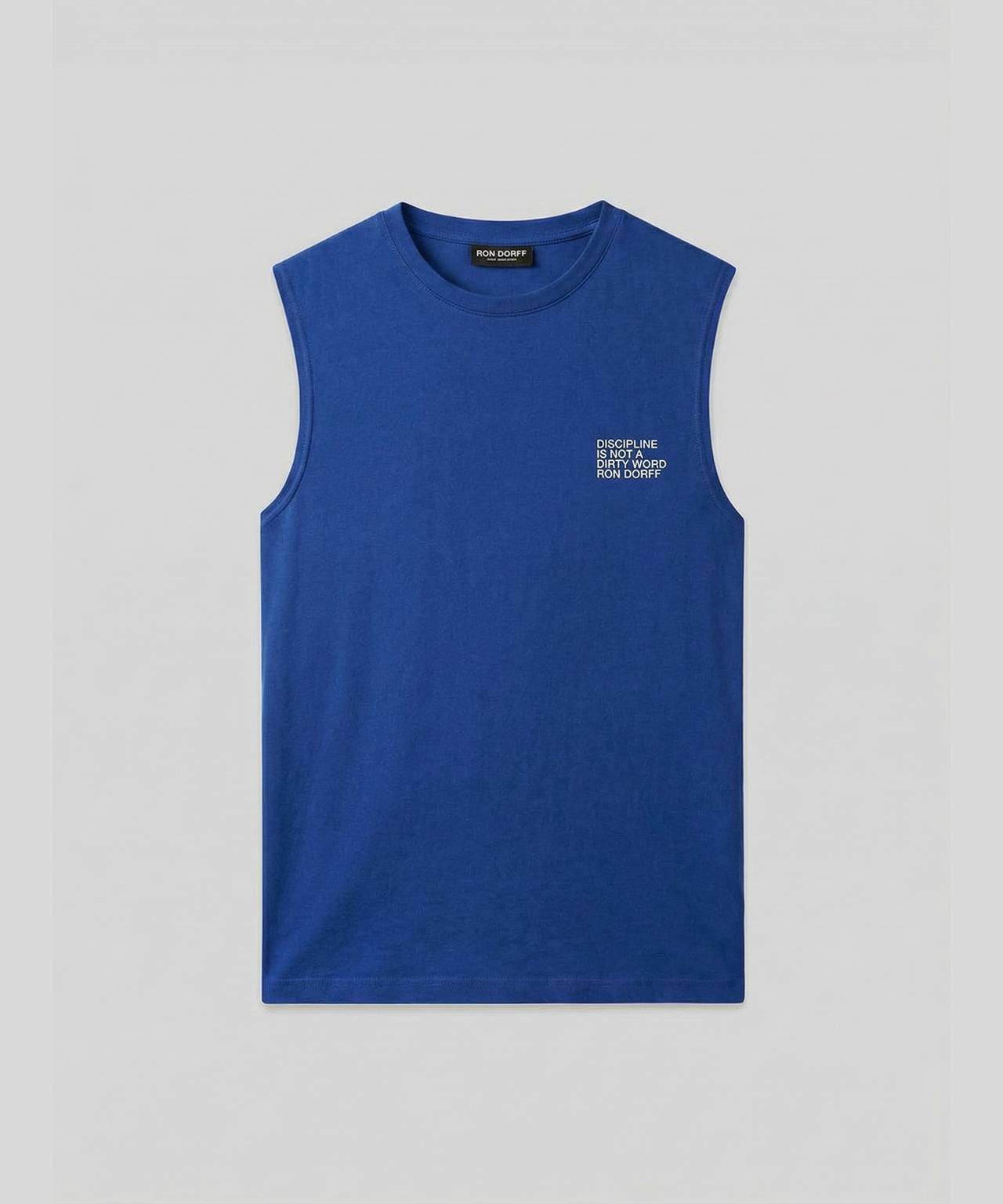 Organic Cotton Sleeveless T-Shirt "DISCIPLINE": Bleu