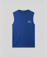Organic Cotton Sleeveless T-Shirt "DISCIPLINE": Bleu