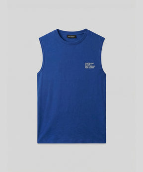 Organic Cotton Sleeveless T-Shirt "DISCIPLINE": Bleu