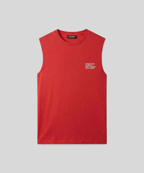 Organic Cotton Sleeveless T-Shirt "DISCIPLINE": Shocking Red