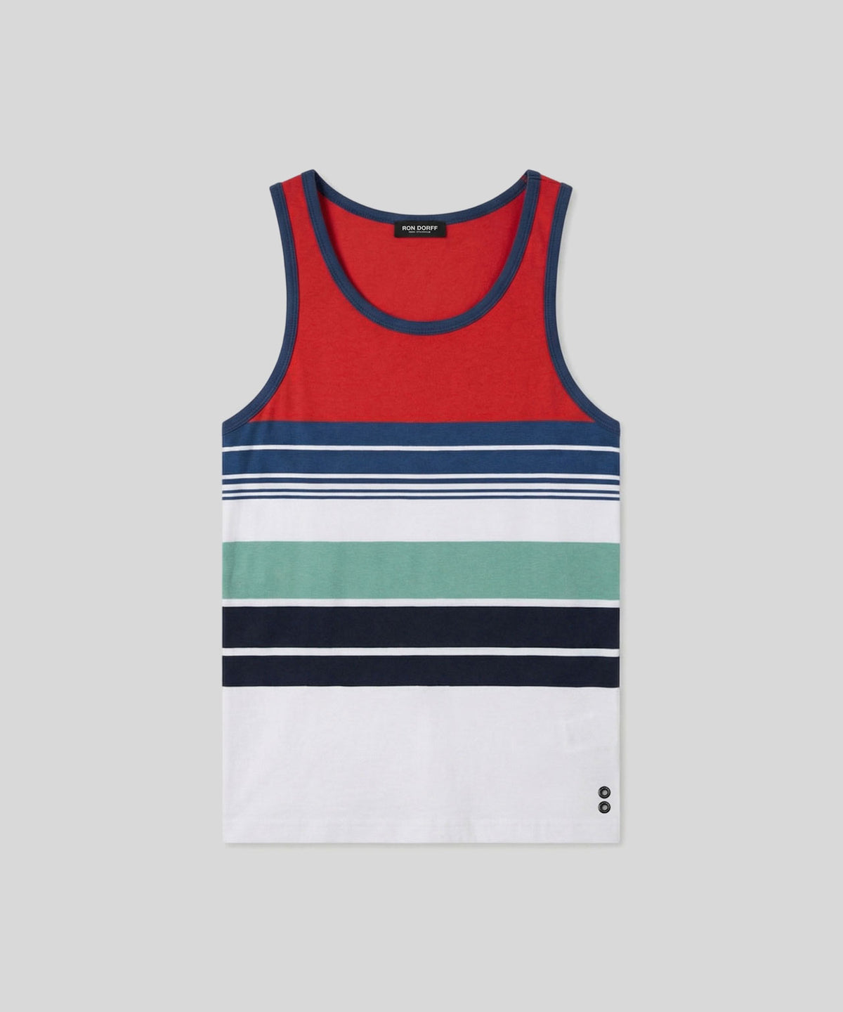 Organic Cotton Tank Top w. Retro Stripes: Shocking Red