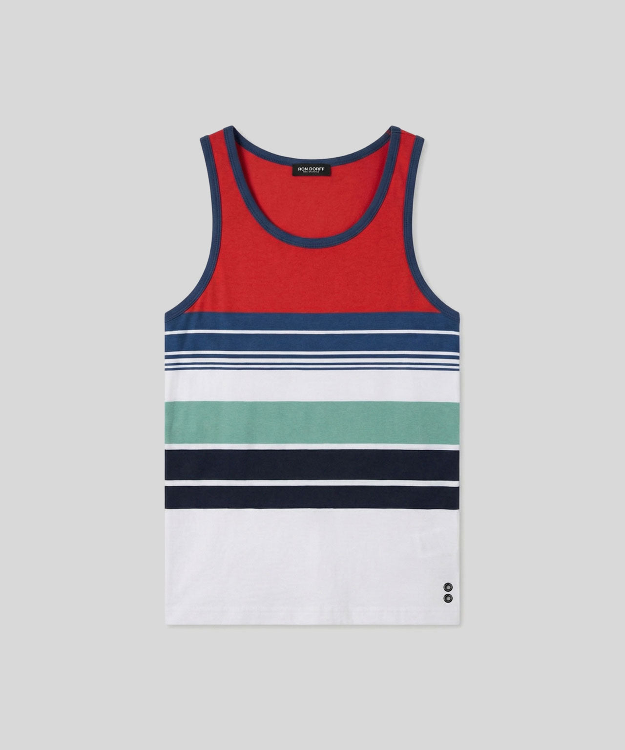 Organic Cotton Tank Top w. Retro Stripes: Shocking Red