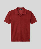 Cotton Terry V Neck Polo: Red