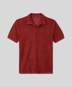 Cotton Terry V Neck Polo: Red