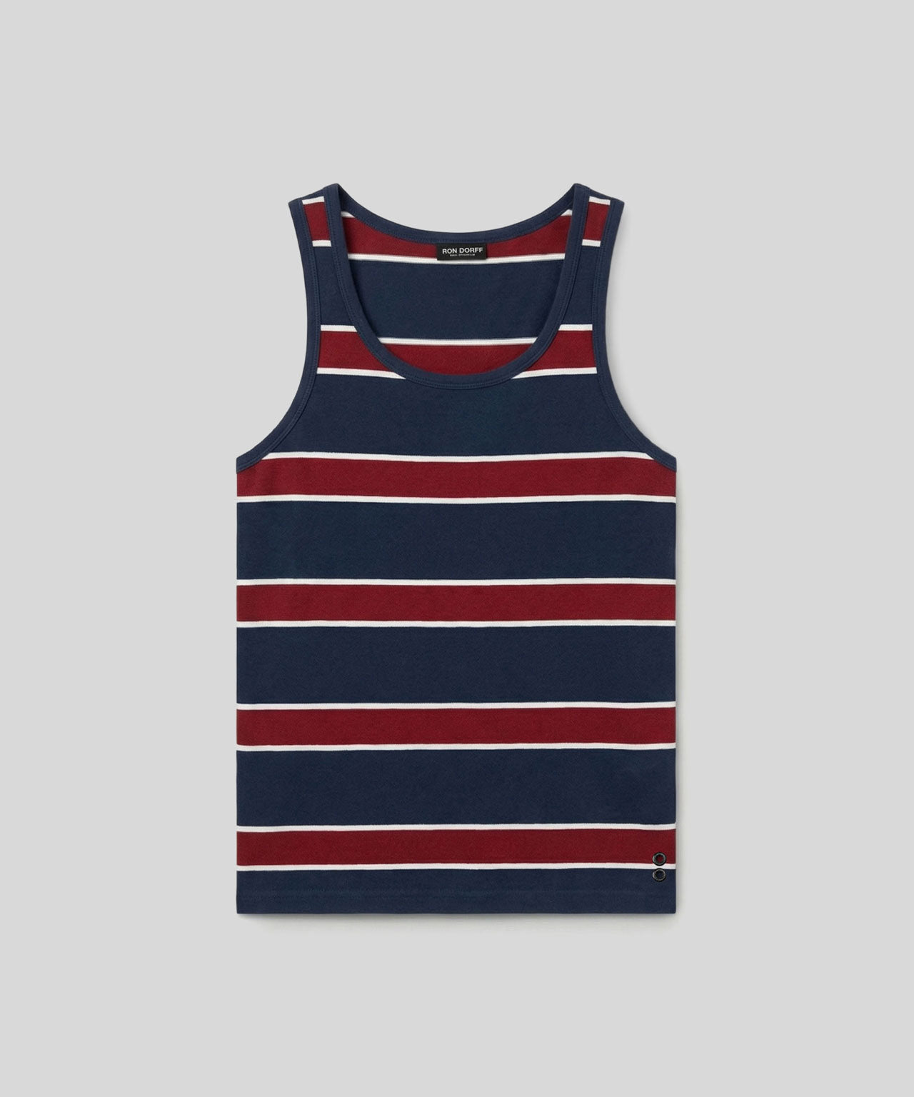 Cotton Piqué Tank Top w. Stripes: Navy