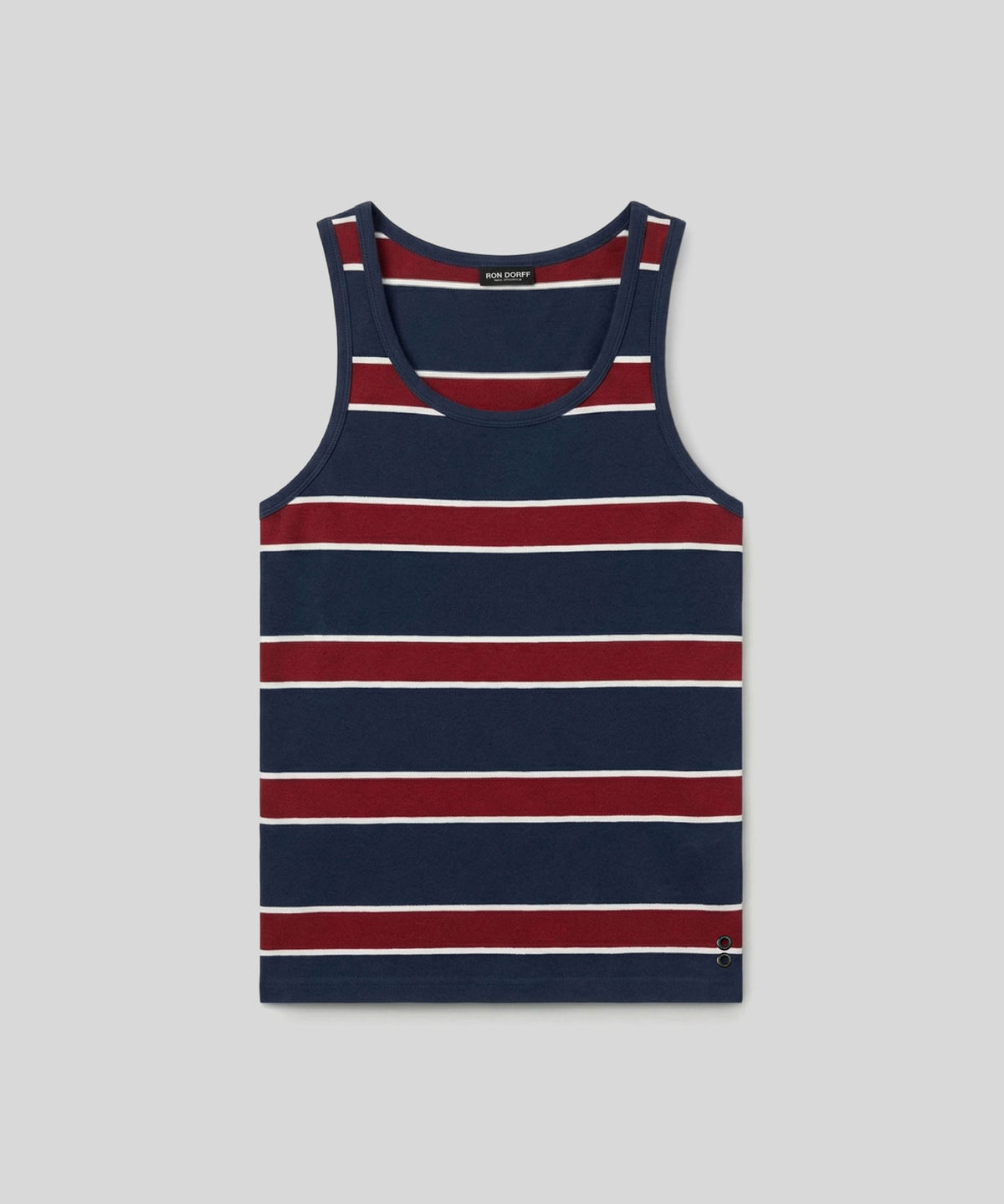 Cotton Piqué Tank Top w. Stripes: Navy