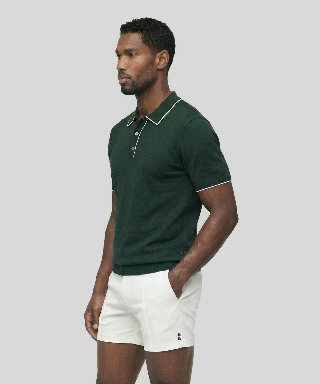 Cotton-Silk Polo: Court Green