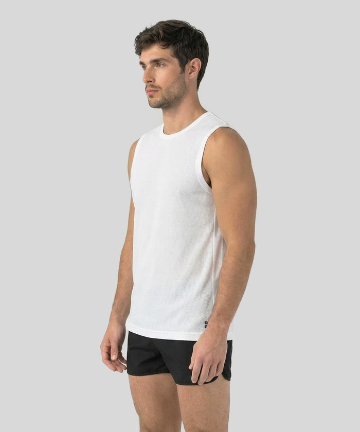Mesh Sleeveless T-Shirt: White