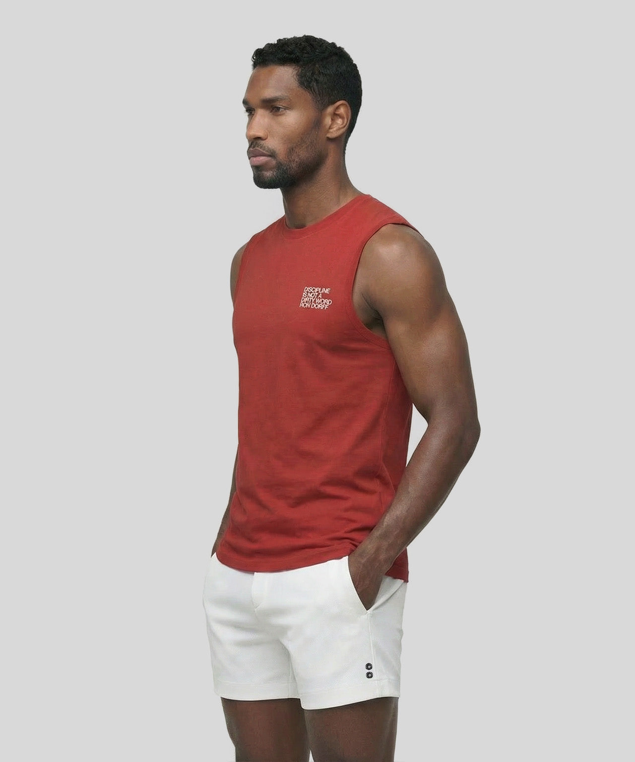 Organic Cotton Sleeveless T-Shirt "DISCIPLINE": Shocking Red