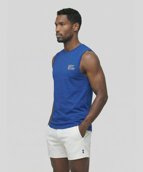 Organic Cotton Sleeveless T-Shirt "DISCIPLINE": Bleu