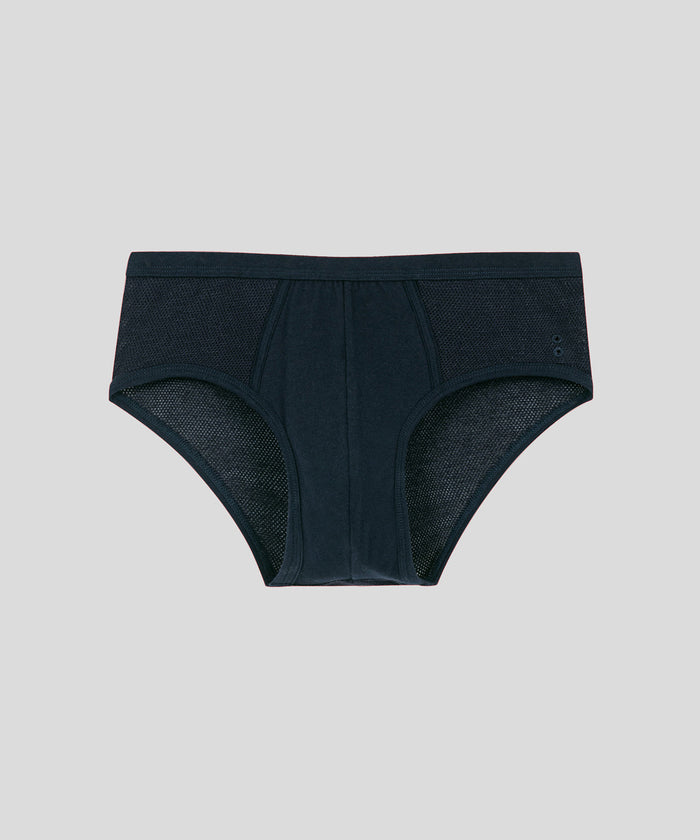 Mesh Y-Front Briefs: Navy