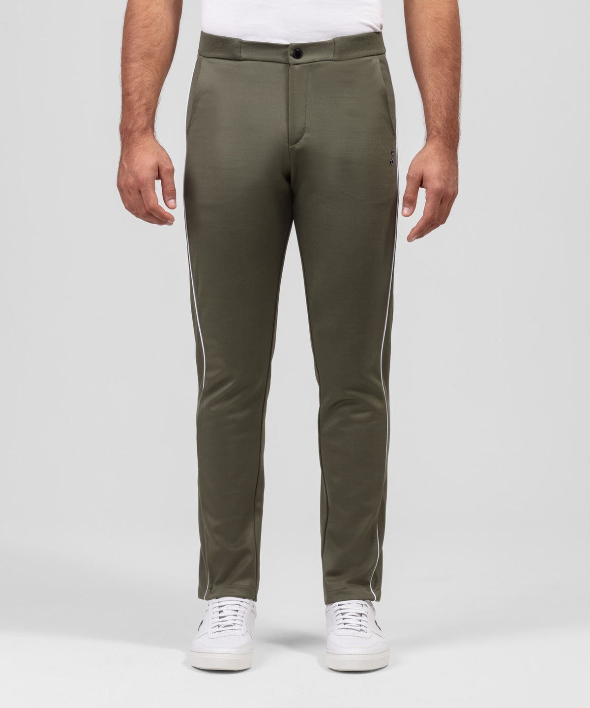 Track Pants w. Piping: Dark Olive Green