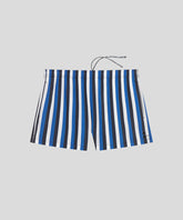 Swim Shorts Tricolor Vertical Stripes: Greek Blue/Navy/White