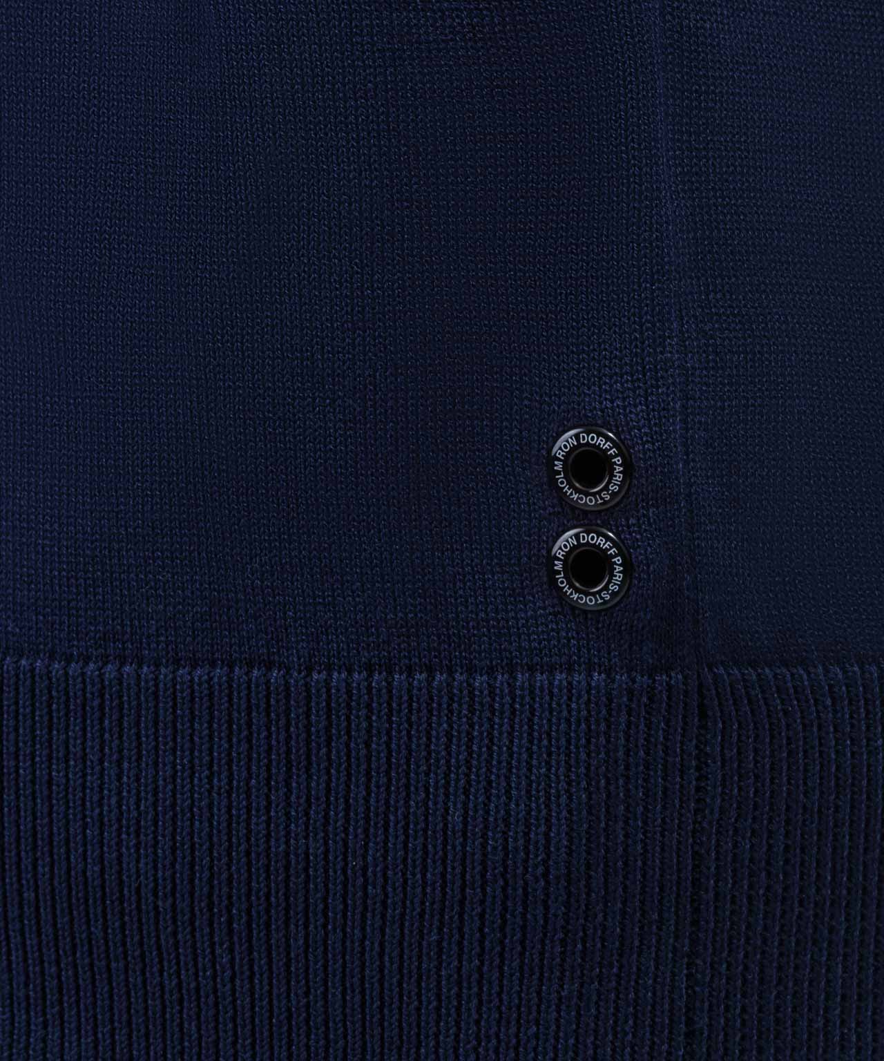 Cotton Silk Sweatshirt w. Piping: Navy