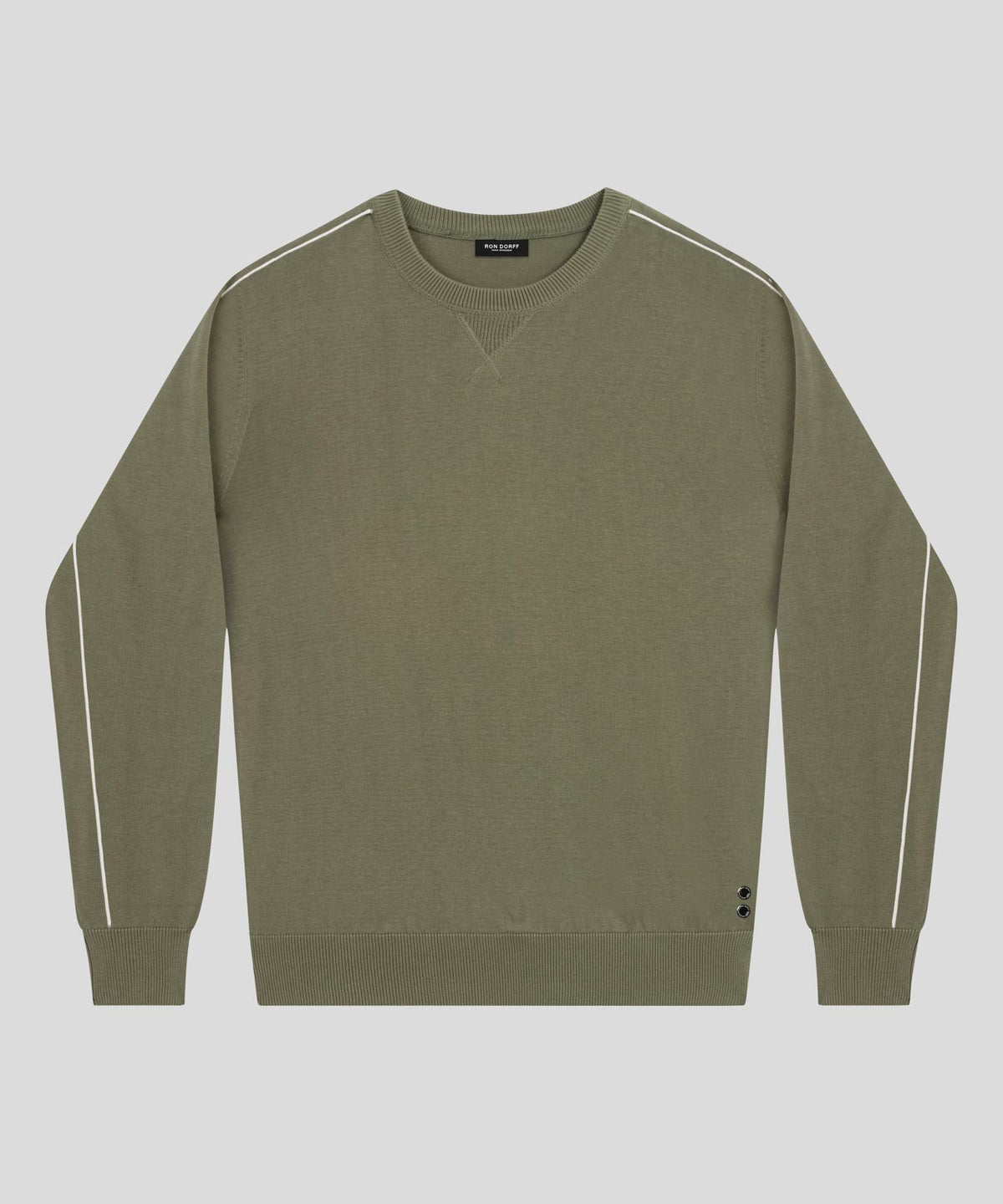 Cotton Silk Sweatshirt w. Piping: Olive Green