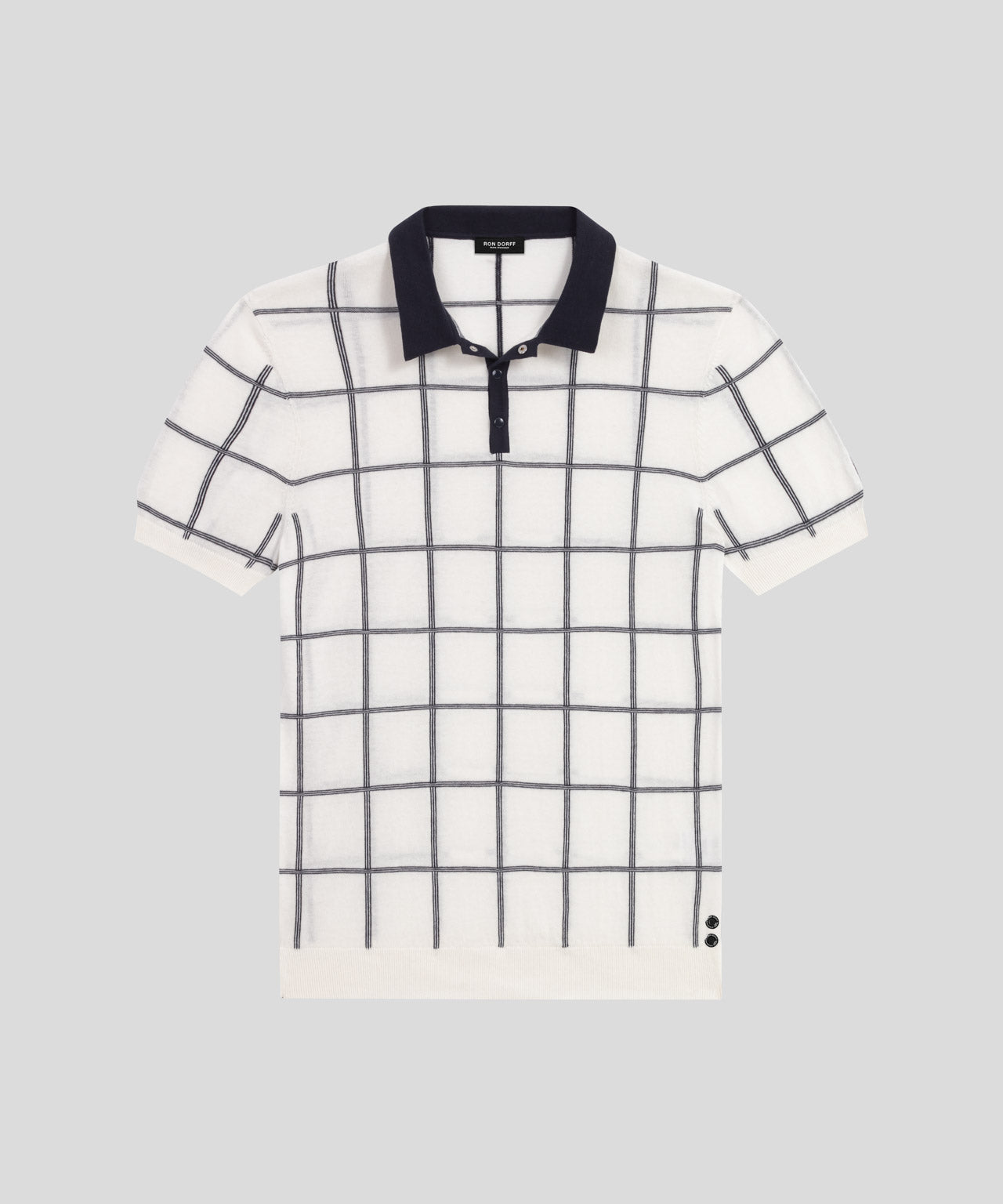 Cotton RD Tennis Polo w. Checkers: Off White