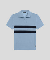 Terry Cotton RD Polo Stripes: Dusty Blue