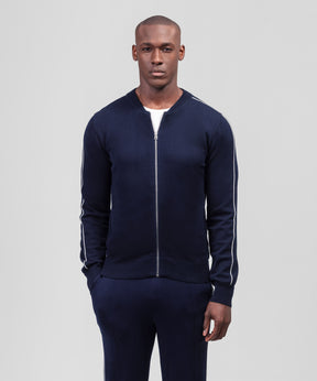 Cotton Silk Tennis Jacket: Navy