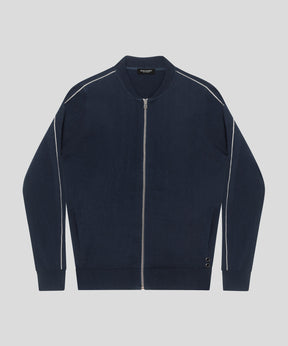 Cotton Silk Tennis Jacket: Navy