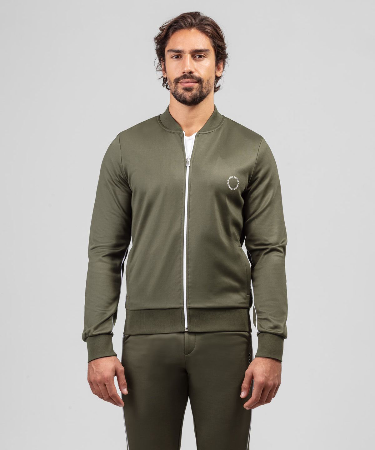 Track Jacket w. Piping: Dark Olive Green