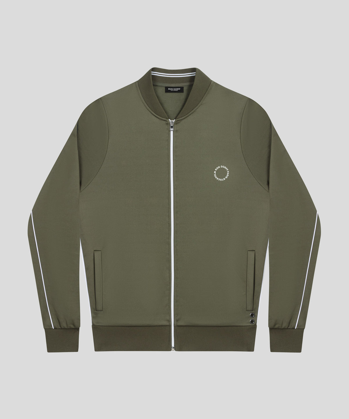 Track Jacket w. Piping: Dark Olive Green