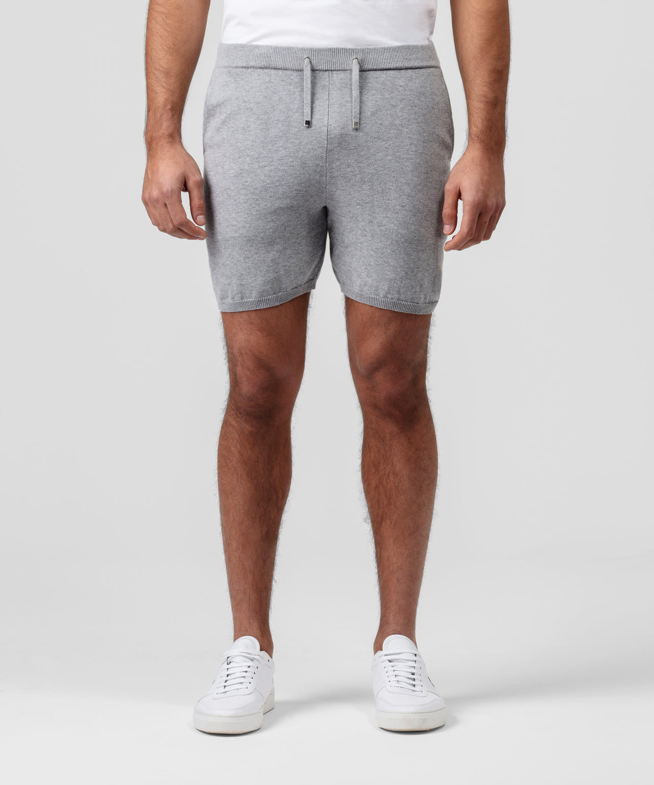 Cotton Cashmere Shorts: Grey Melange