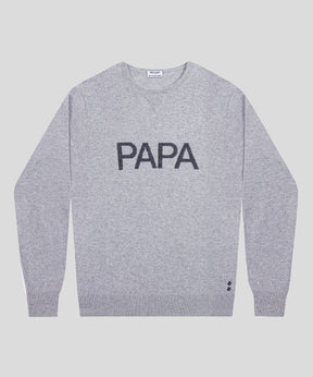 Cashmere Sweatshirt "PAPA": Heather Grey