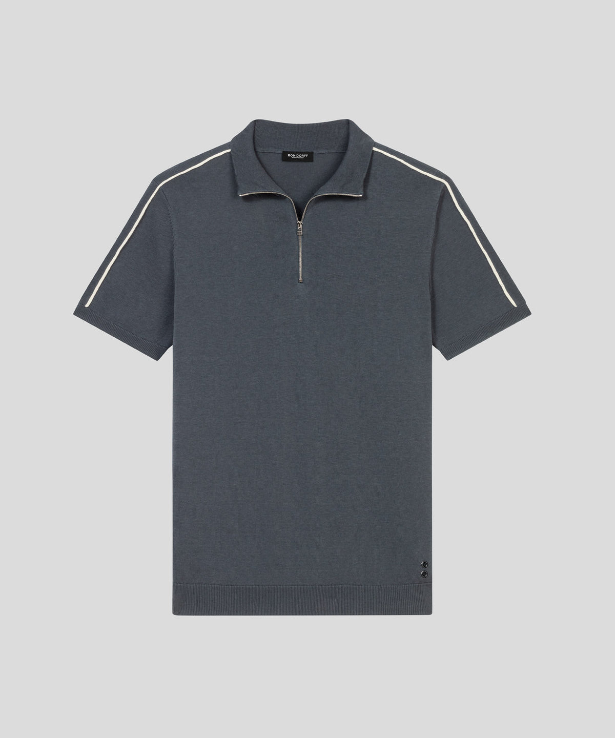 Cotton Silk RD Polo w Piping: Stormy Weather