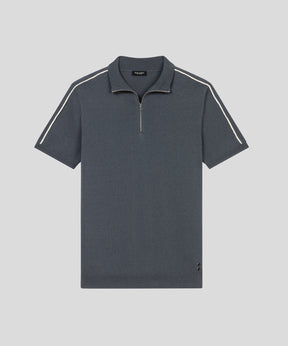 Cotton Silk RD Polo w Piping: Stormy Weather