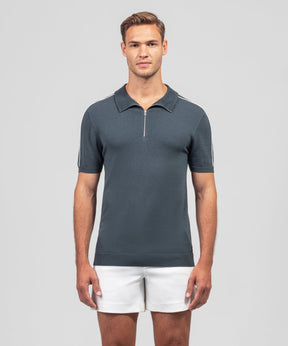 Cotton Silk RD Polo w Piping: Stormy Weather
