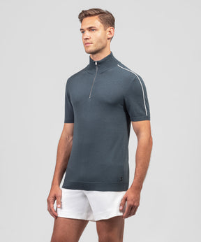 Cotton Silk RD Polo w Piping: Stormy Weather