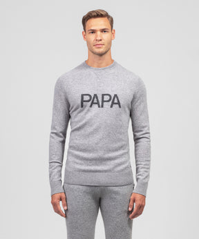 Cashmere Sweatshirt "PAPA": Heather Grey