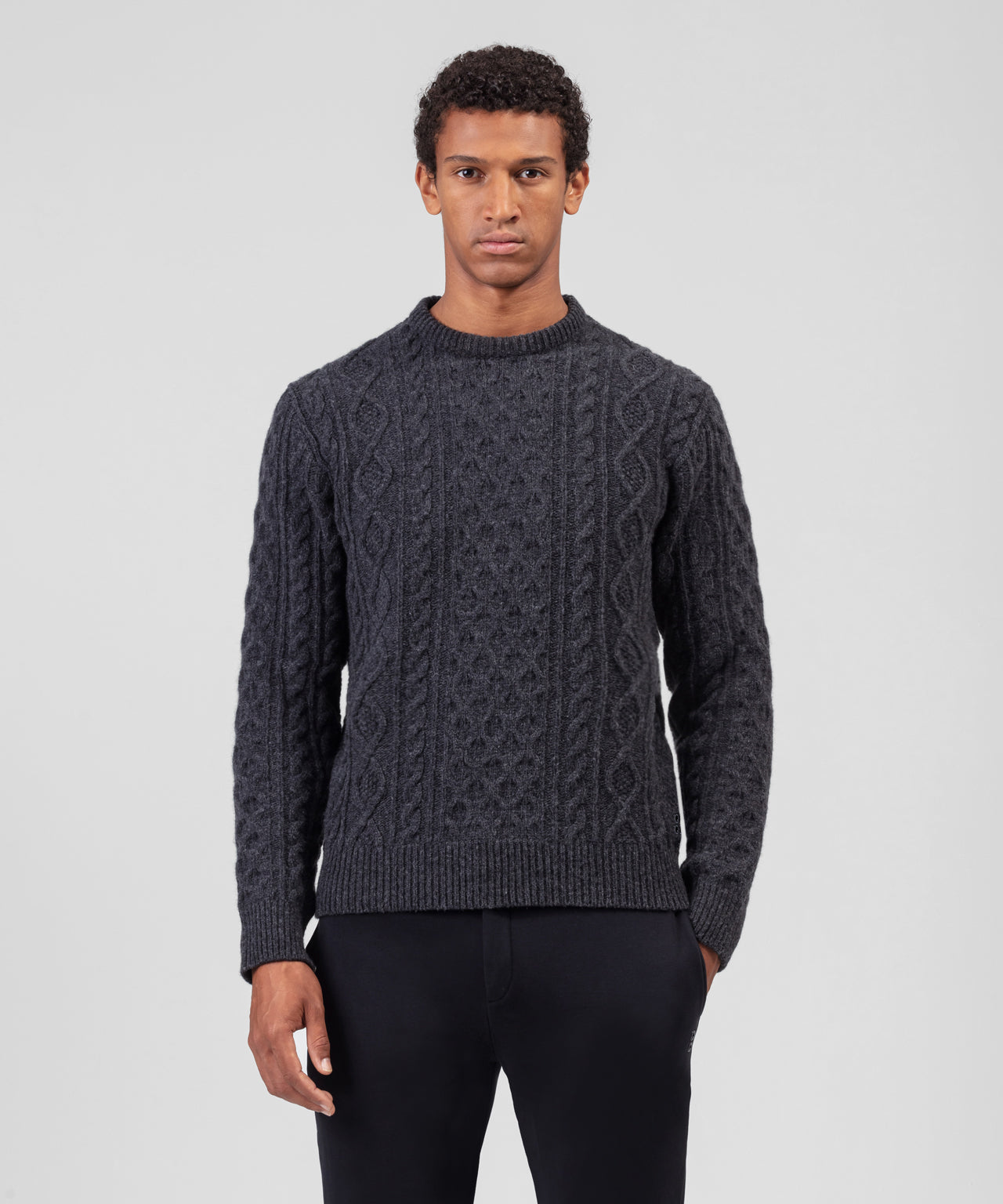 Cashmere-Wool Telemark Sweater: Dark Grey Melange