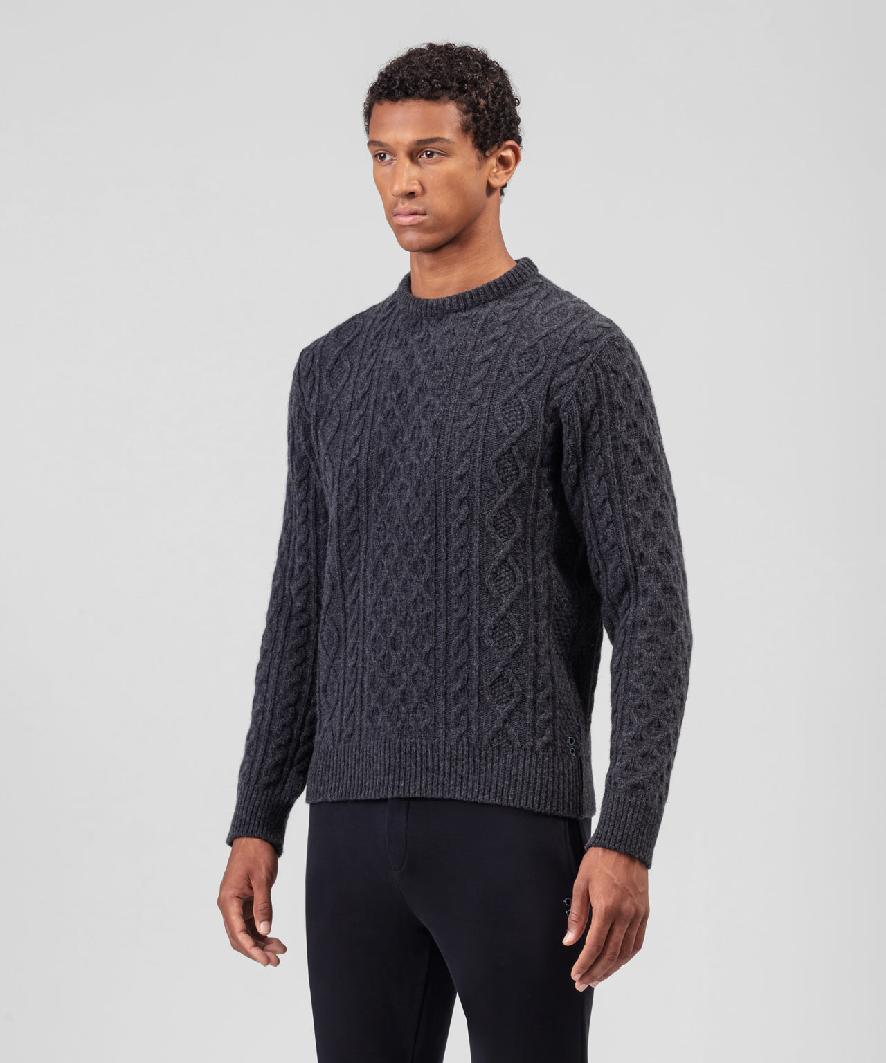 Cashmere-Wool Telemark Sweater: Dark Grey Melange
