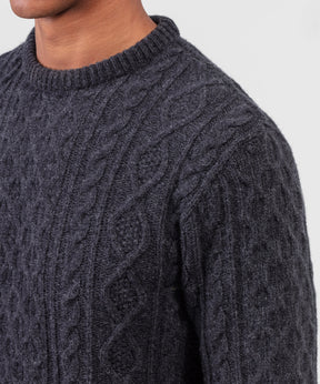 Cashmere-Wool Telemark Sweater: Dark Grey Melange