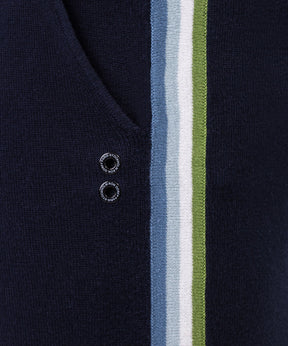 Cotton Cashmere Pants w. Side Stripes: Navy/Green