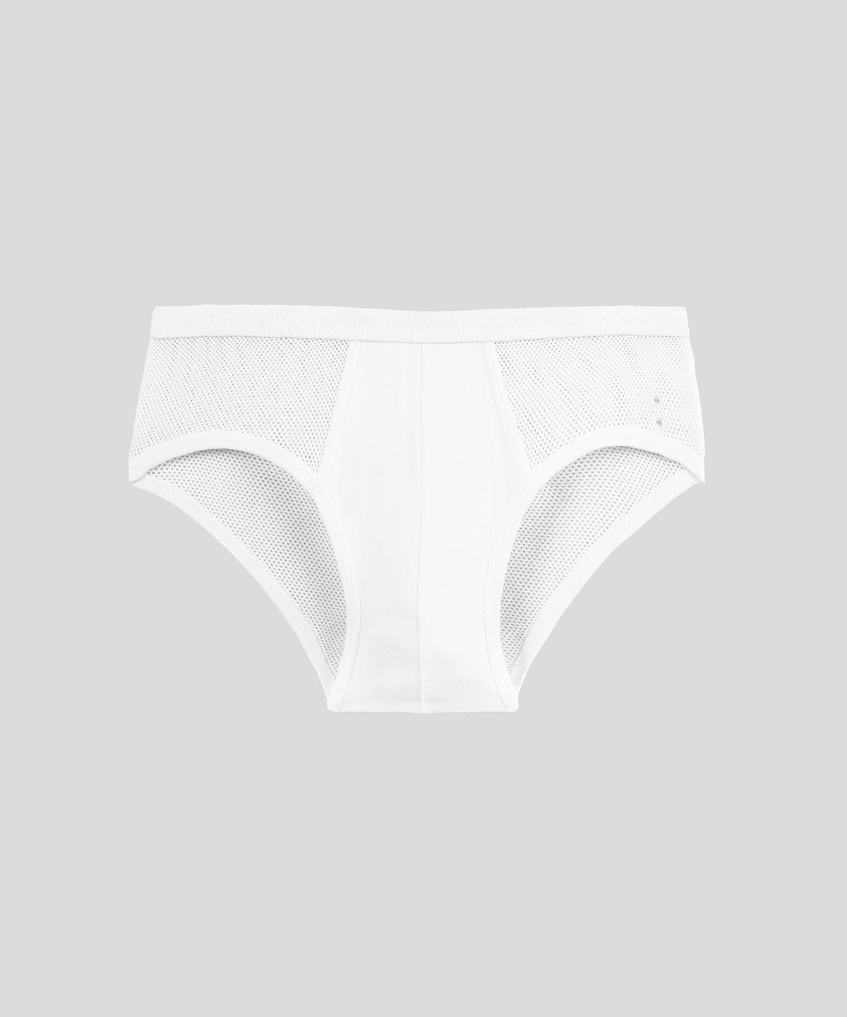 Cotton Mesh Y-Front Briefs: White