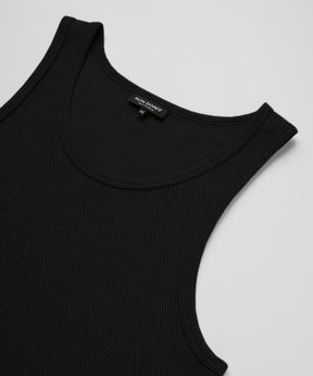 Cotton Mesh Tank Top: Black